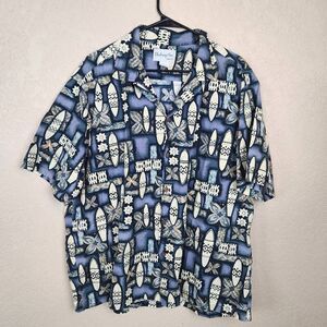 Bishop St. Vintage Purple and Off White Surfboard Print Hawaiian Shirt 2XL (5007